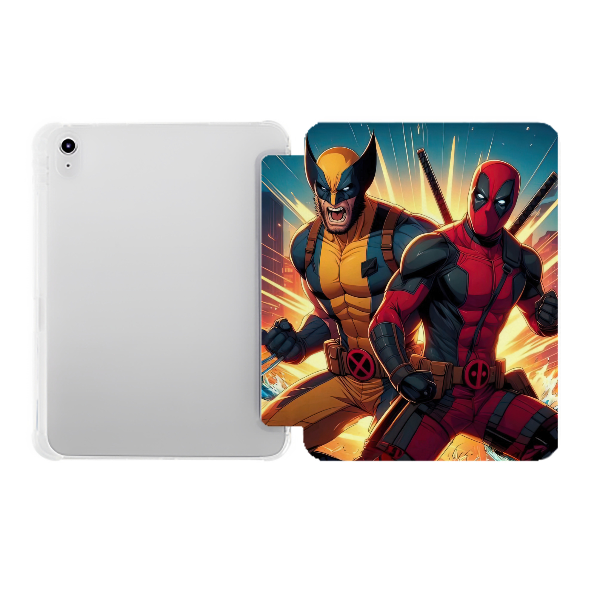 （画像用） Deadpool デッドプール IPad ケース ペン収納付き 三つ折りスタンド PUレザー×シリコン 対応機種9.5/10.5/10.9インチ